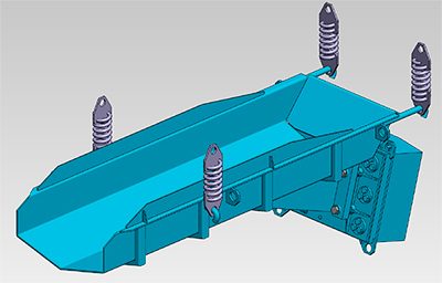 Лёгкий вибропитатель ПЭВ с открытым лотком — 3D-чертёж
