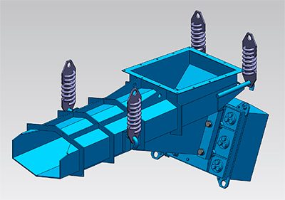 Лёгкий вибропитатель ПЭВУ с укрытым лотком — 3D-чертёж